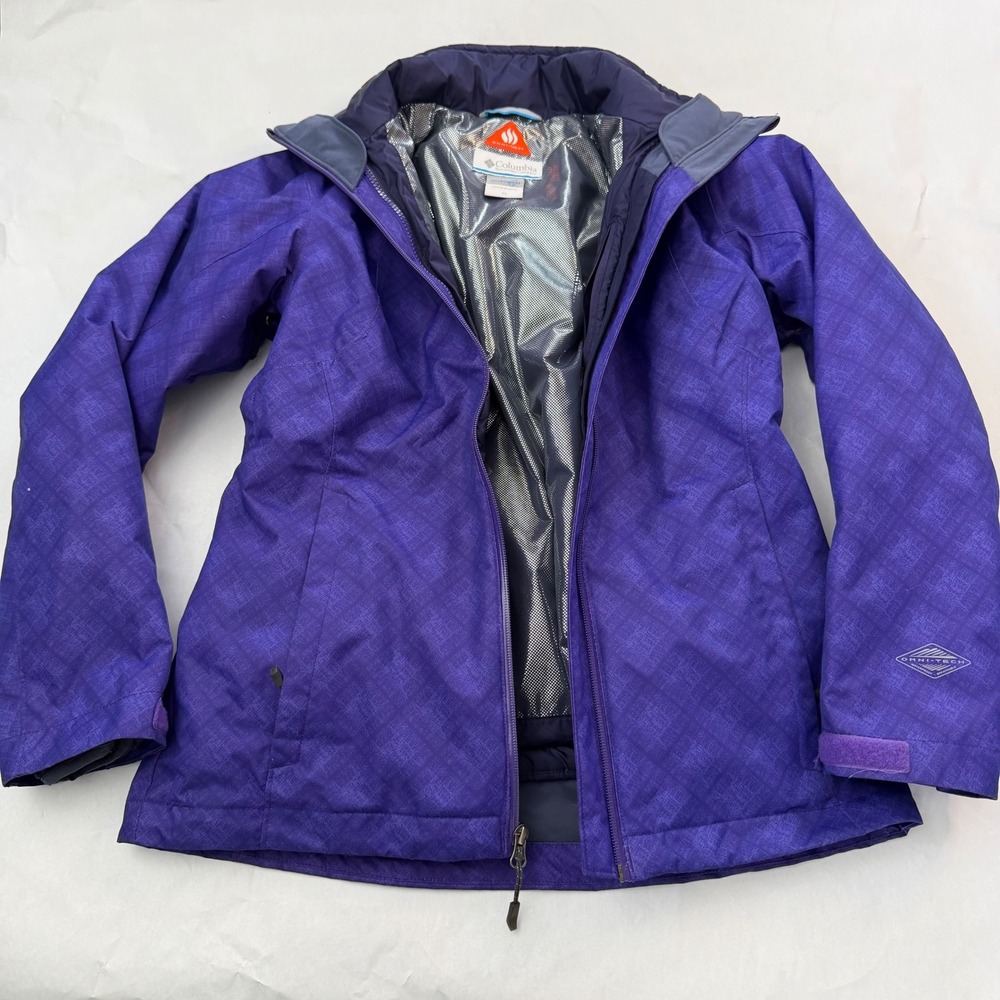 Columbia Omni-Heat Tech Interchange Purple Plaid Ski Snow 3 n 1 Jacket Womens XS